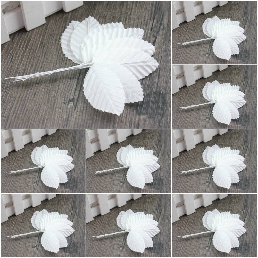 

(200шт) ОПТ Листочки на проволоке (цена за 200 шт) Цвет - Белый