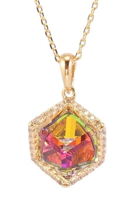 

Кулон Xuping Позолота 18K с кр-ми Swarovski на цепочке "Кристальный куб Vitrail с цирконием" длина 40-45см х