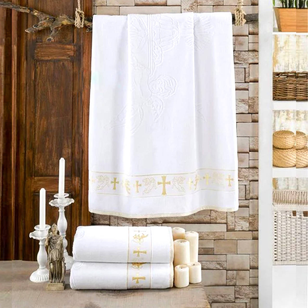 

Крыжма полотенце для крестин Zeron Ангел, Белый, 70х140