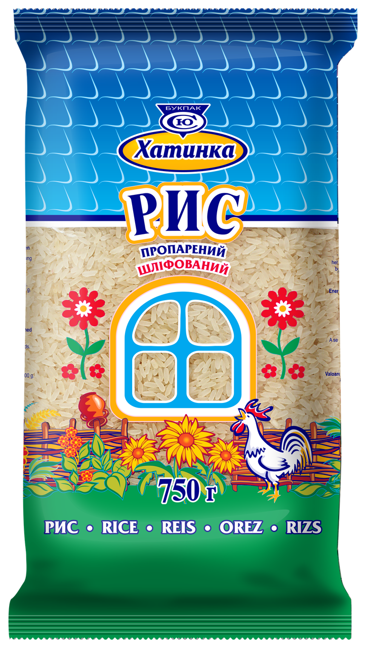 

Рис длиннозерный пропаренный, ТМ Хатинка, 0,75кг
