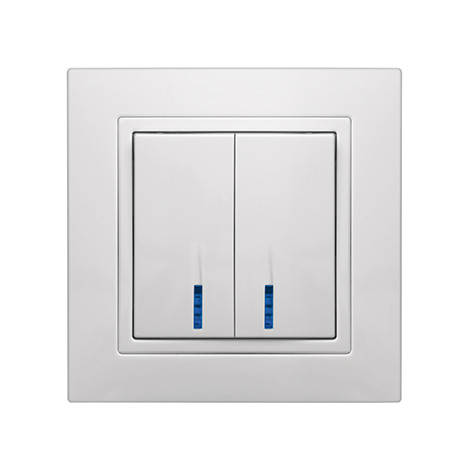 

Выключатель двухклавишный с LED подсветкой белый VS10-201, серия "ЭЛЕГАНТ" ТМ "MARSHEL"