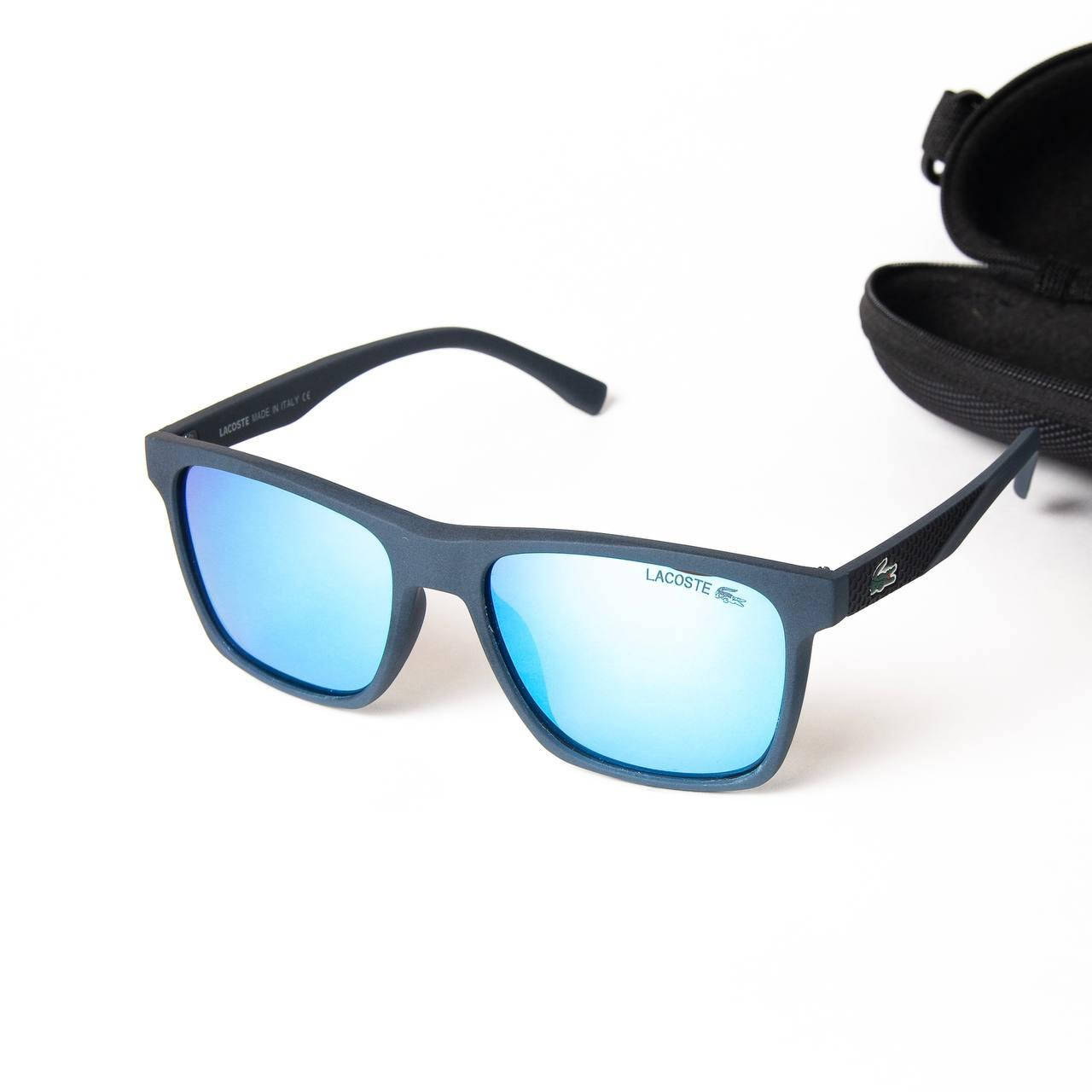 

Мужские стильные солнцезащитные очки /LACOSTE/ синие линзы, Черный