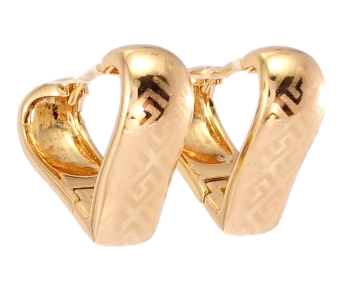 

Серьги Xuping Позолота 18K колечки "Скоба Сердечком Тиснение Греческий Орнамент"