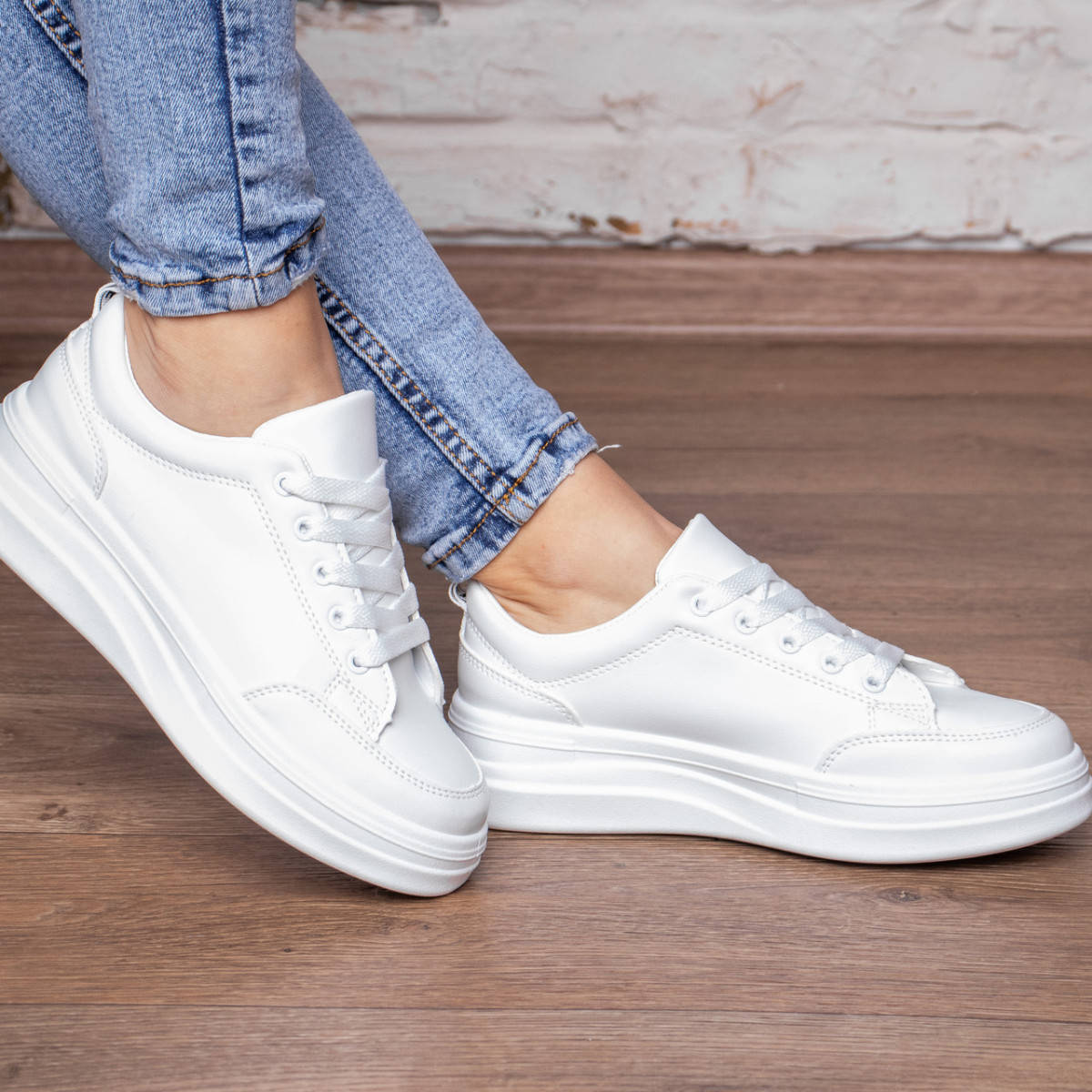 

Белые эко Кеды Женские 38 размер 24 см Adele (38 р.), Белый