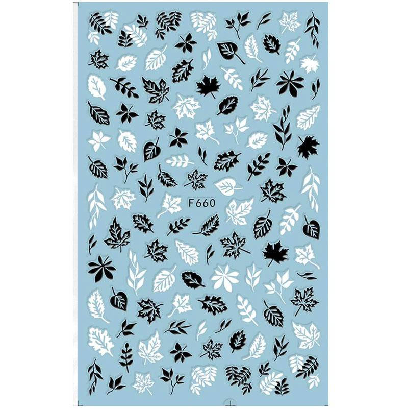 

Наклейки для дизайна ногтей Nail Sticker F660, черный/белый