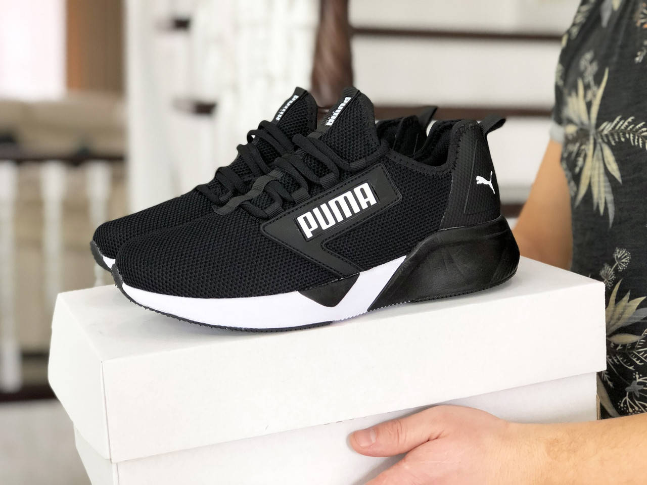 

Puma мужские летние черные кроссовки на шнурках. Весенние мужские на сетке кроссы 43, Черный