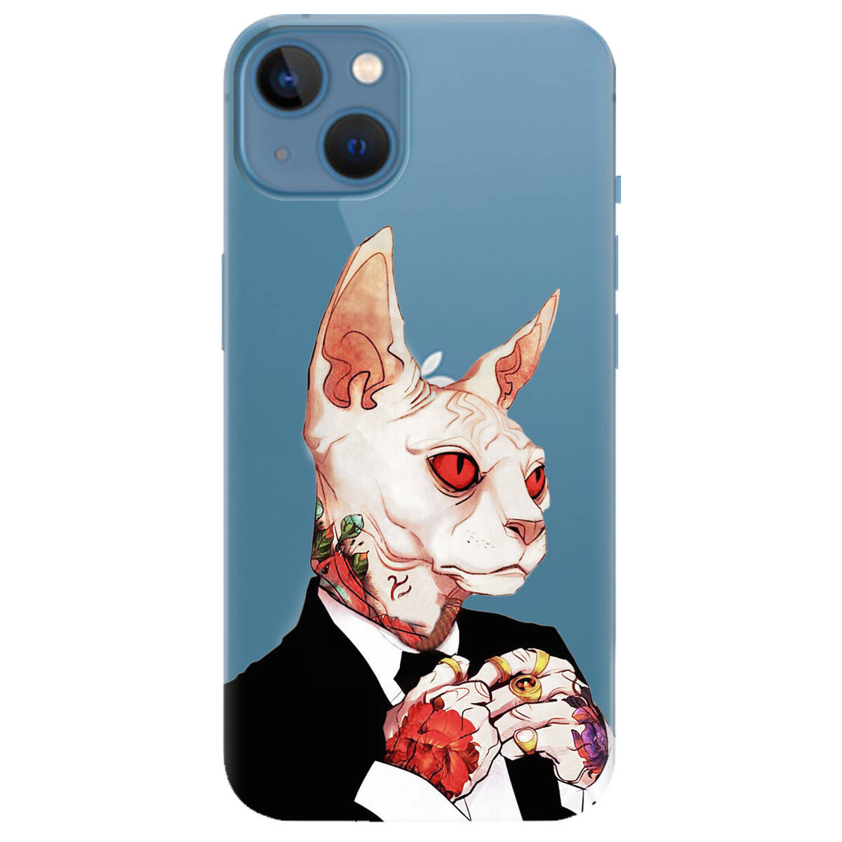 

Чехол на айфон 13 с принтом силиконовый красивый APPLE IPHONE 13 MISTER CAT