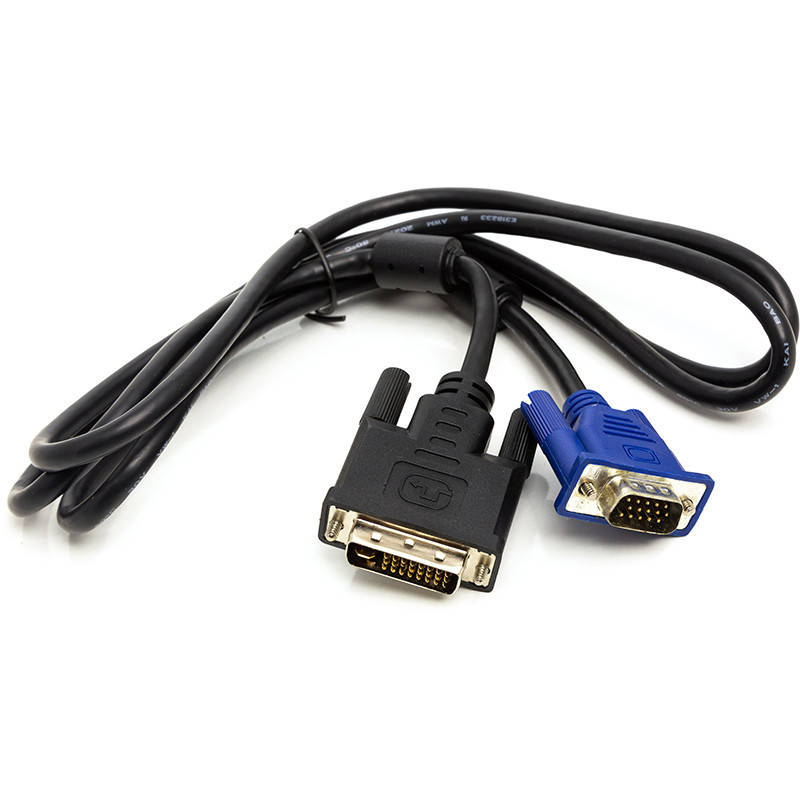 

Видео кабель PowerPlant DVI-I (24+5) (M) - VGA (M), 1м, Черный