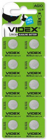 

Батар часов Videx AG10 (LR1130) BLISTER CARD 10pcs