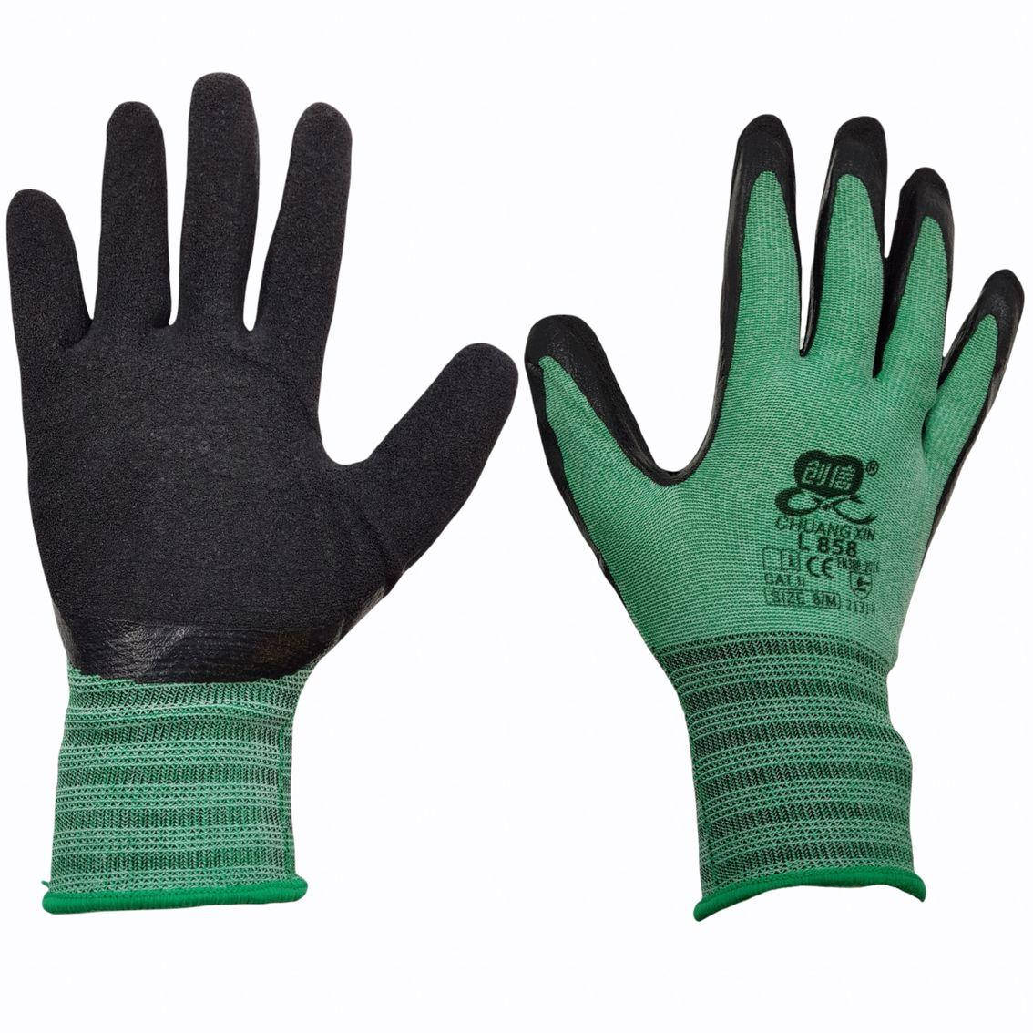

Перчатки рабочие Tomik пена (L858) черно-зеленые (1/12/60уп/меш), Зелёный