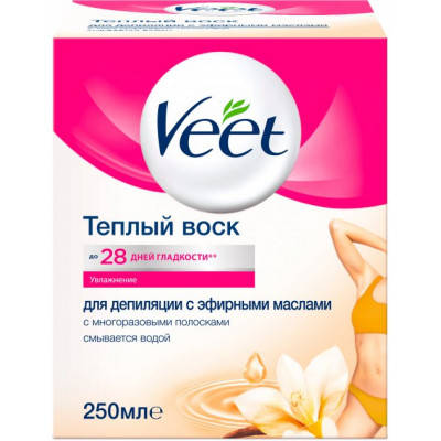 

Воск для депиляции Veet теплый с эфирными маслами 250 мл (5003267101058)
