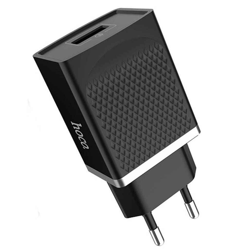 

Сетевой блочек с быстрой зарядкой 1USB Hoco C42A QC 3.0 Black (3A), Черный