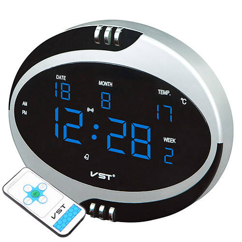 

Часы сетевые VST-770Т-5 синие, температура, пульт Д/У, 220V