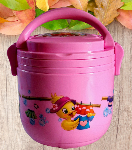 

Ланч - бокс два яруса + ложка и тарелка. Контейнер для продуктов. Розовый Кладовка