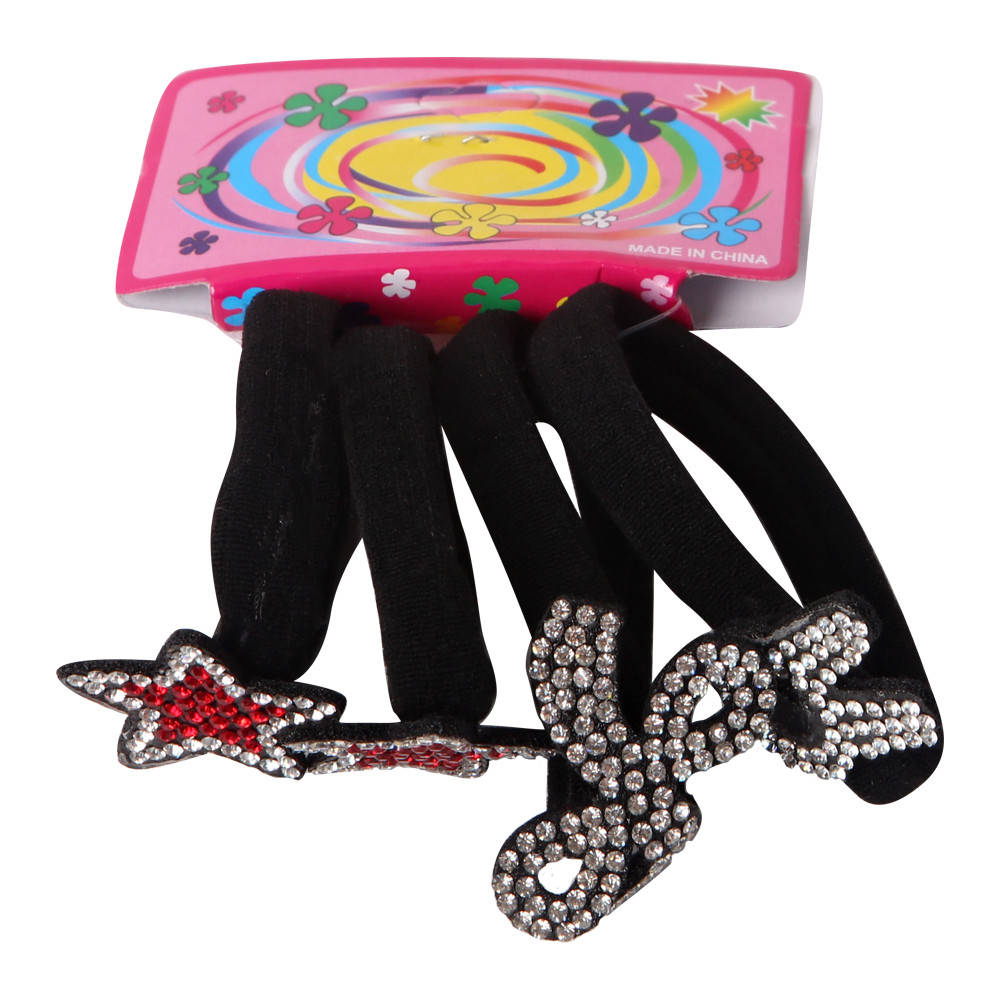 

Резинки для волосся чорні 4шт Декор асорті