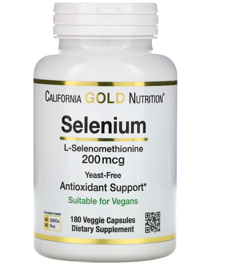 

California Gold Nutrition, Селен, бездрожжевой, 200 мкг, 180 растительных капсул