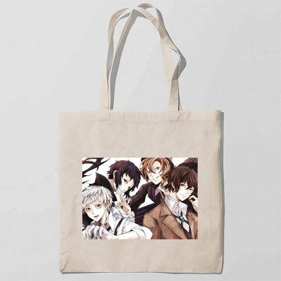 

Эко-сумка, шоппер с принтом повседневная Bungou Stray Dogs - Бродячие псы 2, Бежевый
