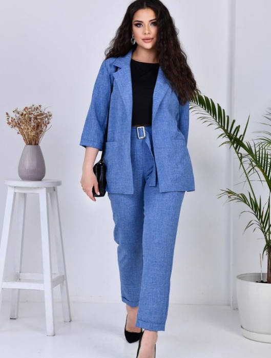 

Костюм-двойка льняной Украина Размеры: 48-50, 52-54, 56-58, Голубой