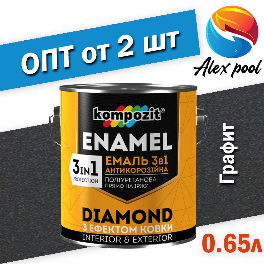 

Kompozit 3 в 1 DIAMOND Графит 0,65 л - Эмаль антикоррозионная 3 в 1