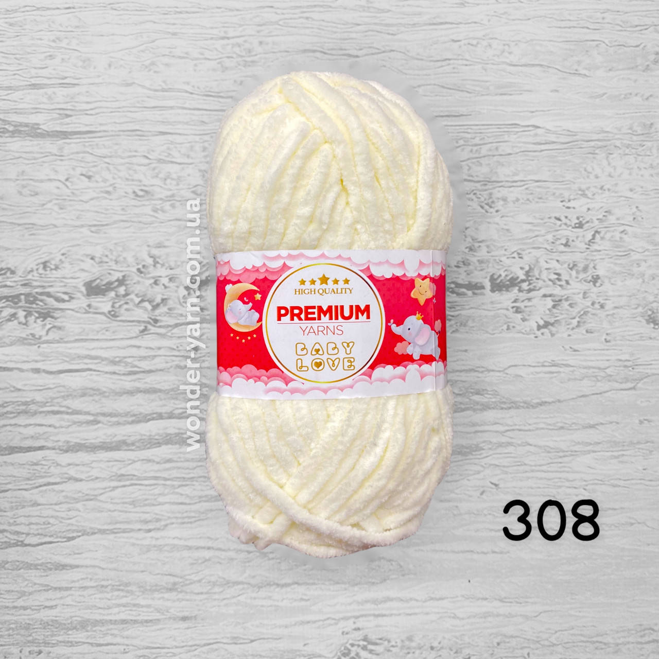 

Плюшевая пряжа Premium Yarns Baby Love / Премиум Ярнс Беби Лав. 308, молочный
