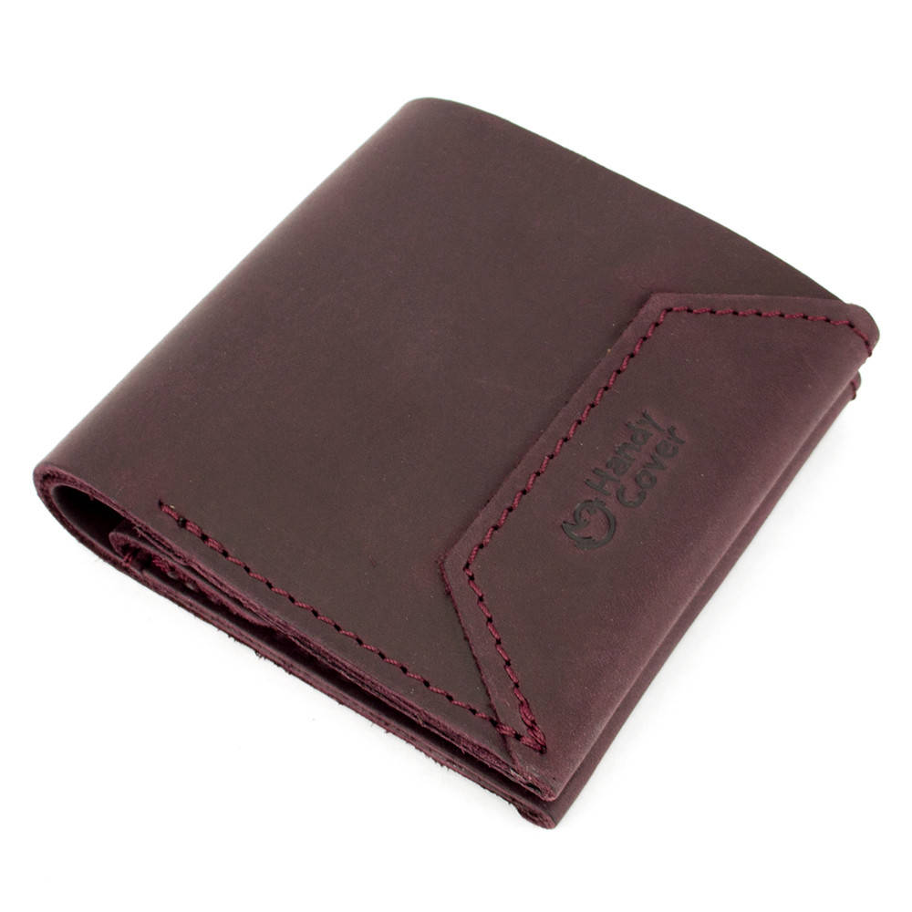 

Кошелек женский кожаный на кнопке Handycover HC0088 бордовый