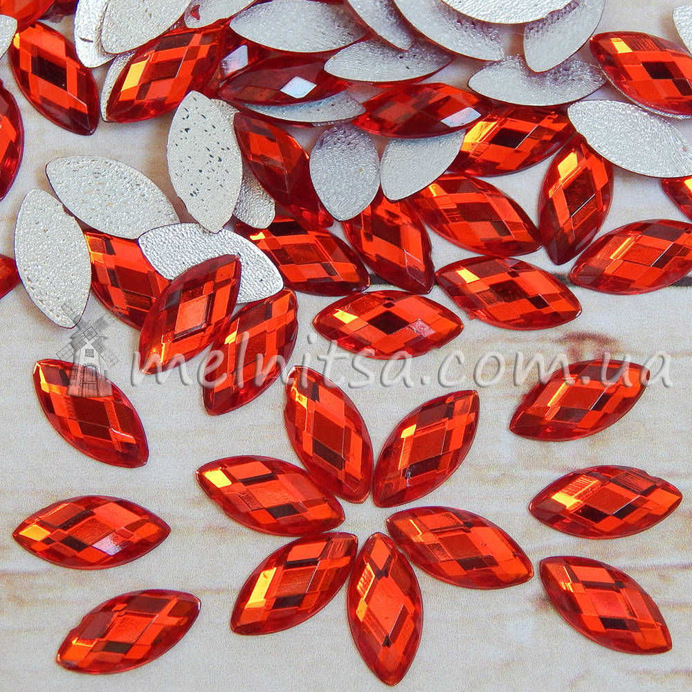 

Камень клеевой Лодочка с термоклеевым слоем 15х7 мм, красный (10 шт)