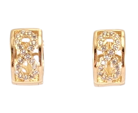 

Серьги Xuping Позолота 18K колечки "Восьмерки из циркония в рамочке"