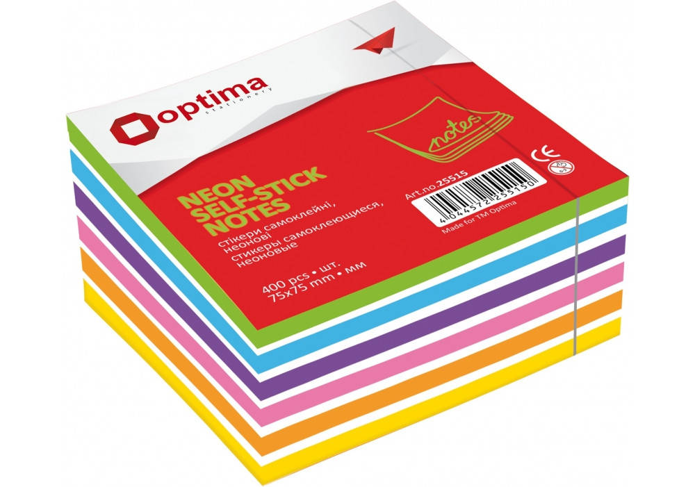 

Стикеры Optima, 75x75, 4 цвета, 400 л.