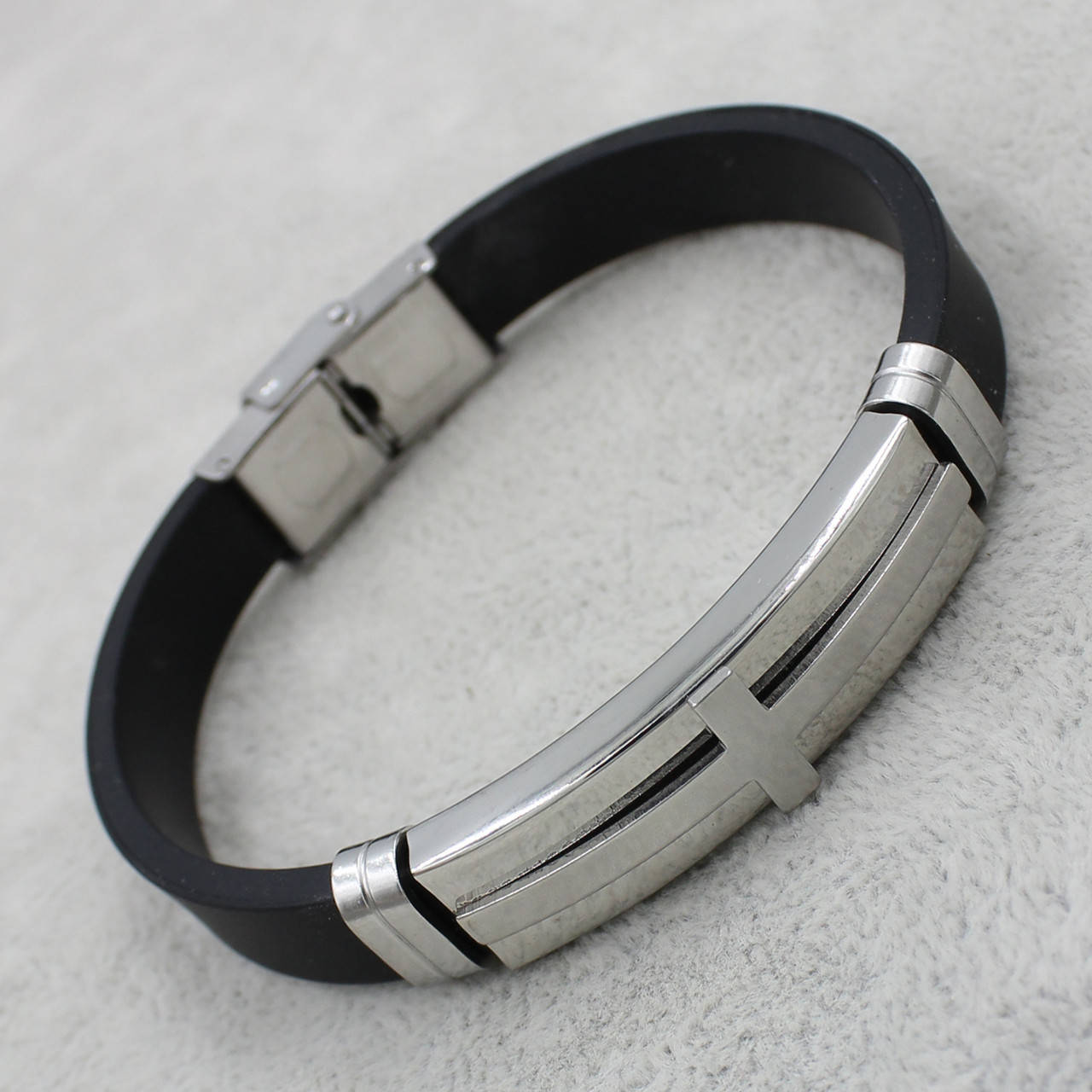

Мужской браслет с элементами Stainless Steel 21 см х 10мм
