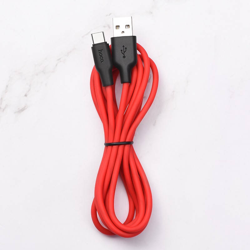 

Кабель USB HOCO X21 Silicone Type C (2A) (1M) Чёрный-красный