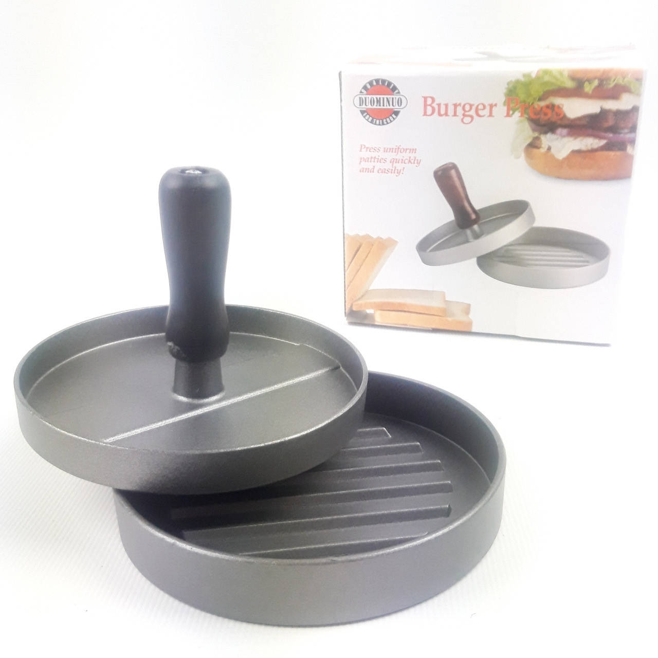 

Пресс ручной кухонный для бургеров гамбургеров котлет сандвичей, Серый