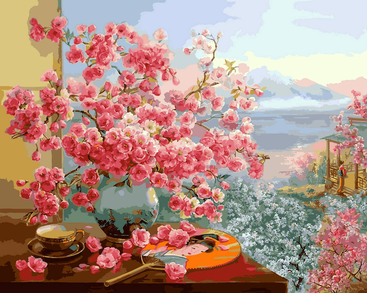 

Картина по номерам В объятиях цветущей сакуры (VP964) 40 х 50 см DIY Babylon