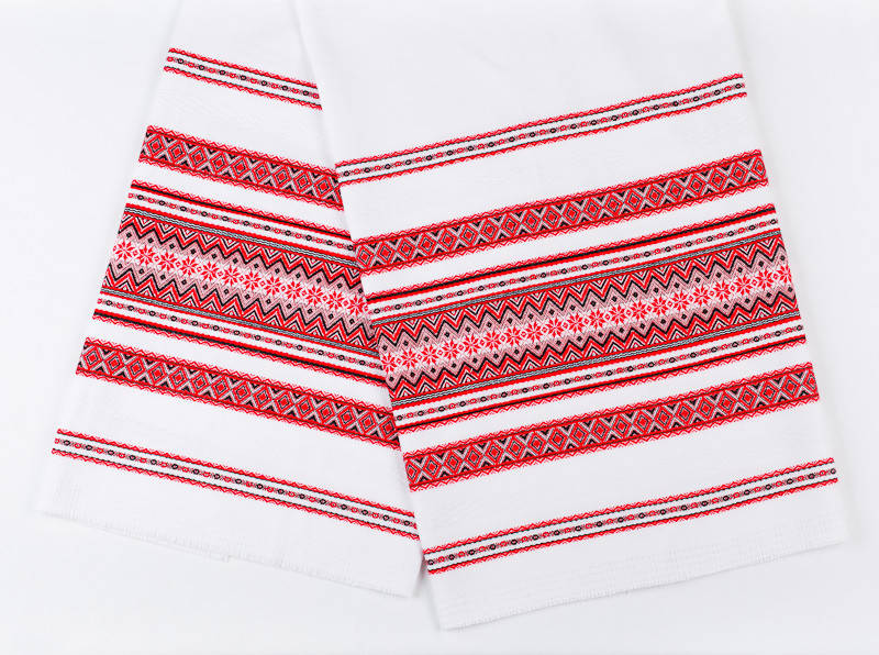 

Декоративная ткань с украинским орнаментом рушниковая ТД-73 "Товтры" (2/1 Р-2,3м)