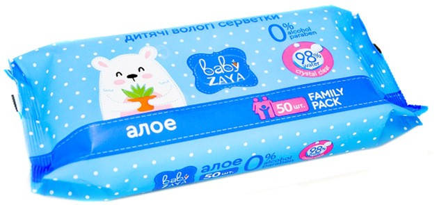

50шт Вологі серветки Алоє Baby ZAYA