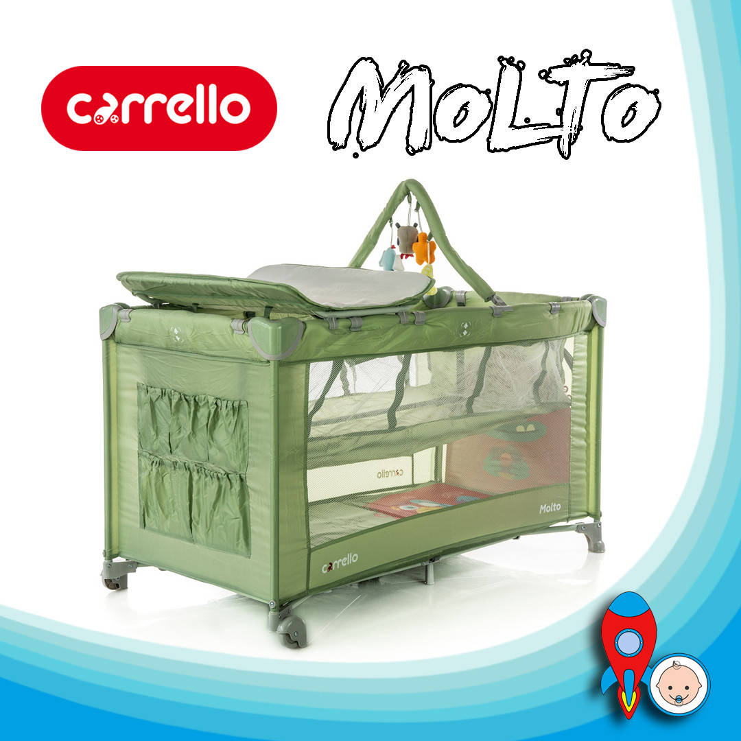 

Детский манеж кроватка Манеж CARRELLO Molto с пеленальным столиком, Зелёный