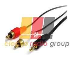 

Шнур шт.3,5стерео- 2шт.RCA gold, диам-4х8мм., 1,8м, чёрный