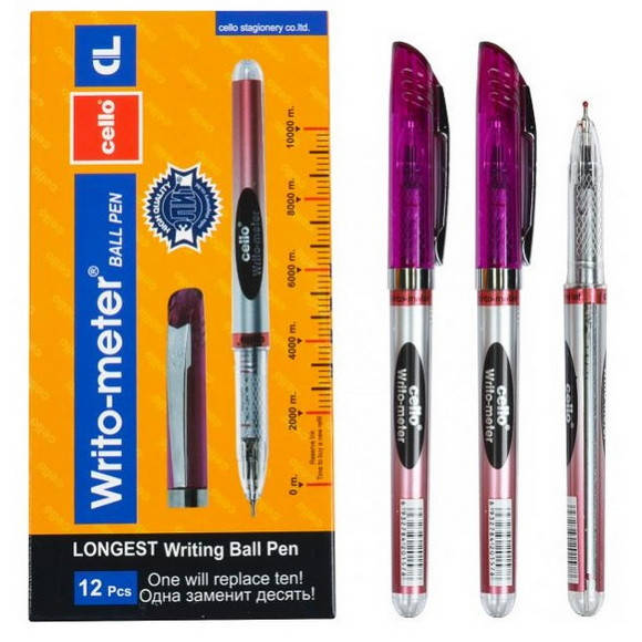 

Ручка шариковая масляная "Cello" серии "Writo-meter" 10 километров, красная