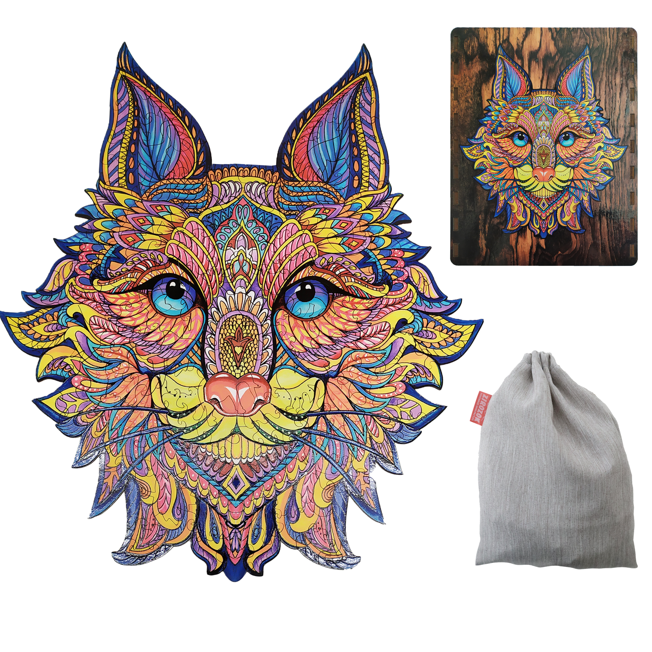 

Деревянный пазл Лесной кот 165 фигурных элементов в подарочной коробочке. Фигурный пазл картинка. Большой пазл