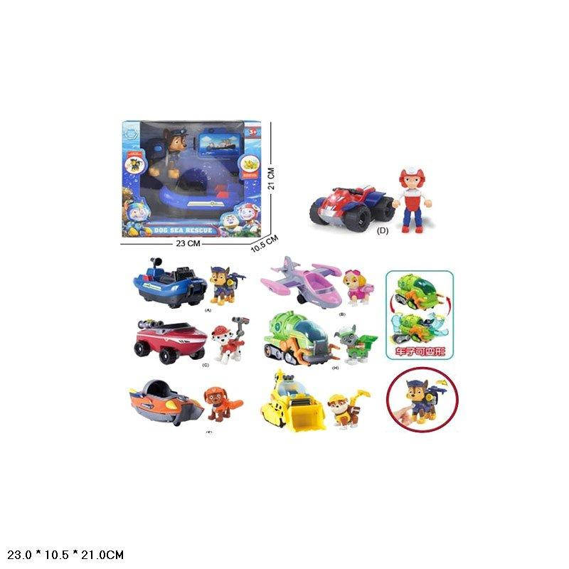 

Игровой набор Paw Patrol батар. 180 (72шт/2) 7видов, с транспортом в наборе, в кор. 23*10,5*21см