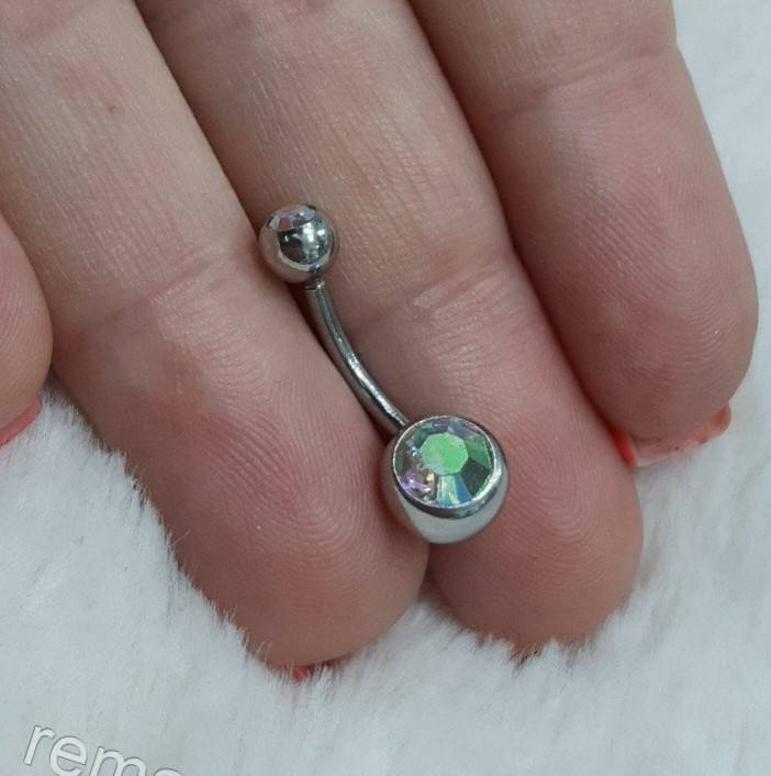 

Оригинальный пирсинг в пупок "Хамелеон" -классическая серьга Банан медицинская хирургическая сталь с цирконами