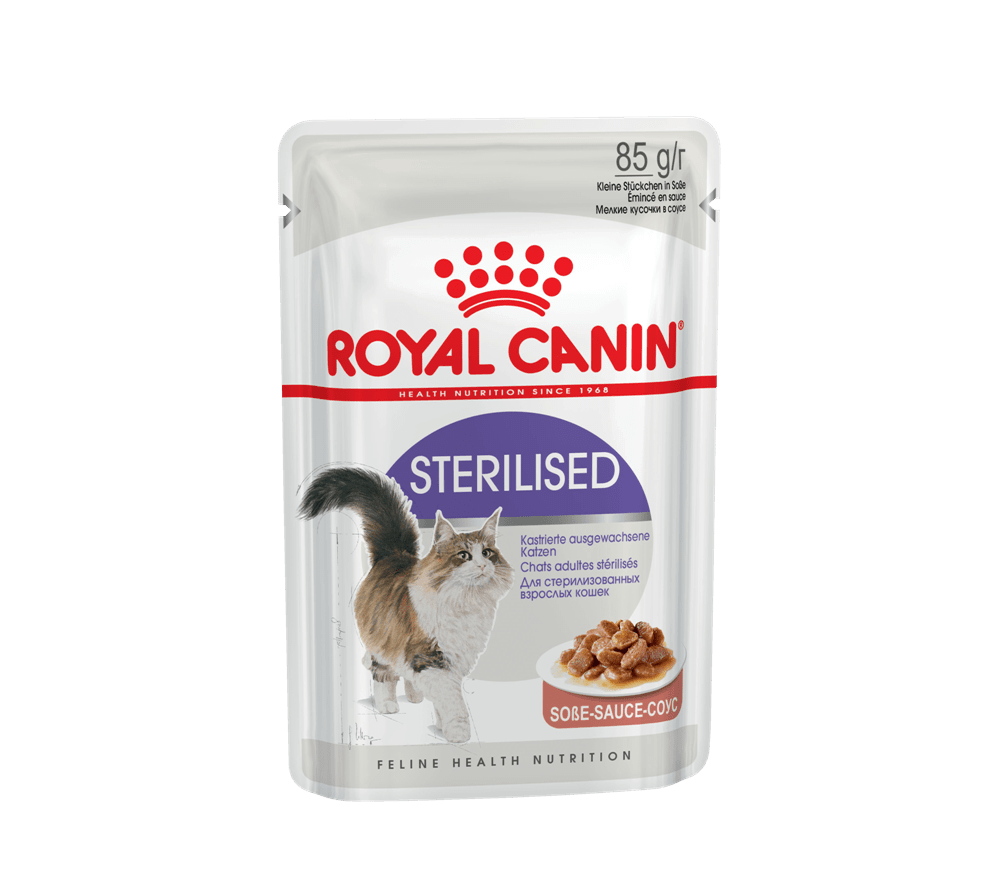 

Royal Canin STERILISED IN GRAVY 0.085 кг. Влажный корм для взрослых стерилизованных кошек от 12 месяцев 0.085