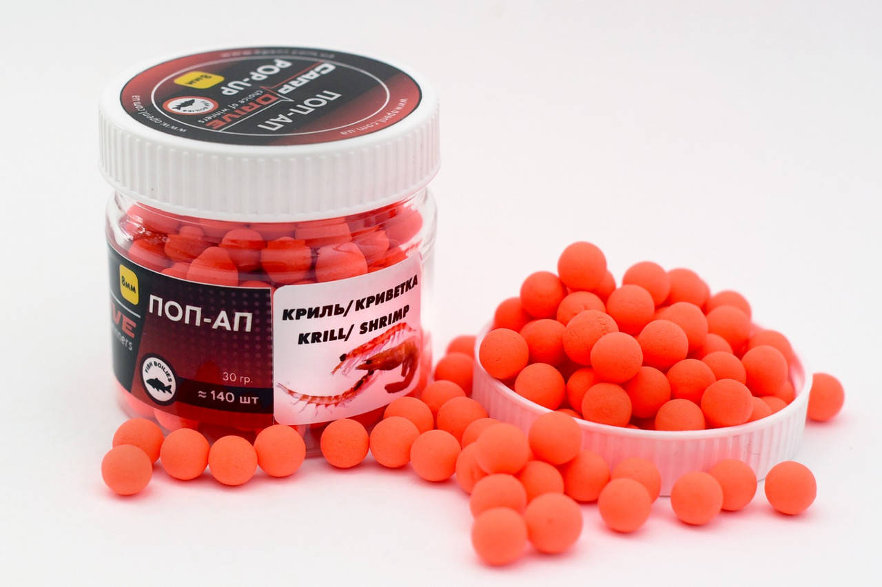 

Бойл плавающий, поп ап для рыбалки, поп ап Криль-Криветка (Krill-Shrimp) 8мм Carp Drive