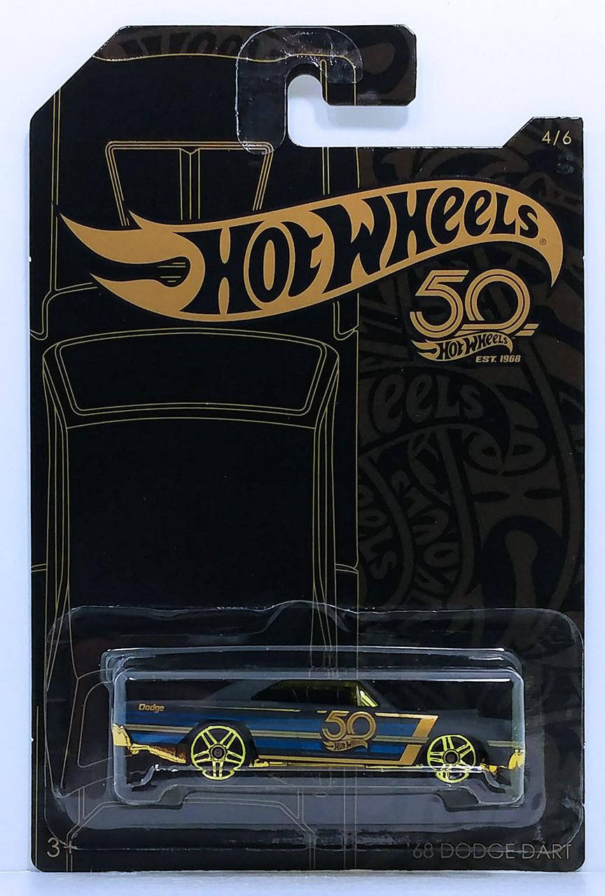 

Машинка Hot Wheels - '68 Dodge Dart - 2018 50th Anniversary - Black & Gold (#04) - FRN37. Mattel. Оригинал, Черный