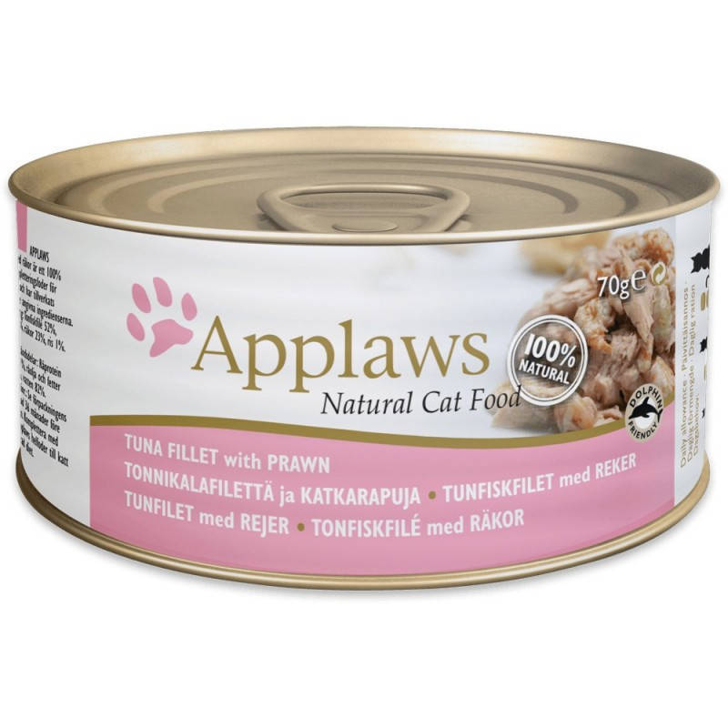 

Applaws cat tin Tuna Fillet & Prawn in Broth - консервы для кошек Филе Тунца с Креветками в Бульоне