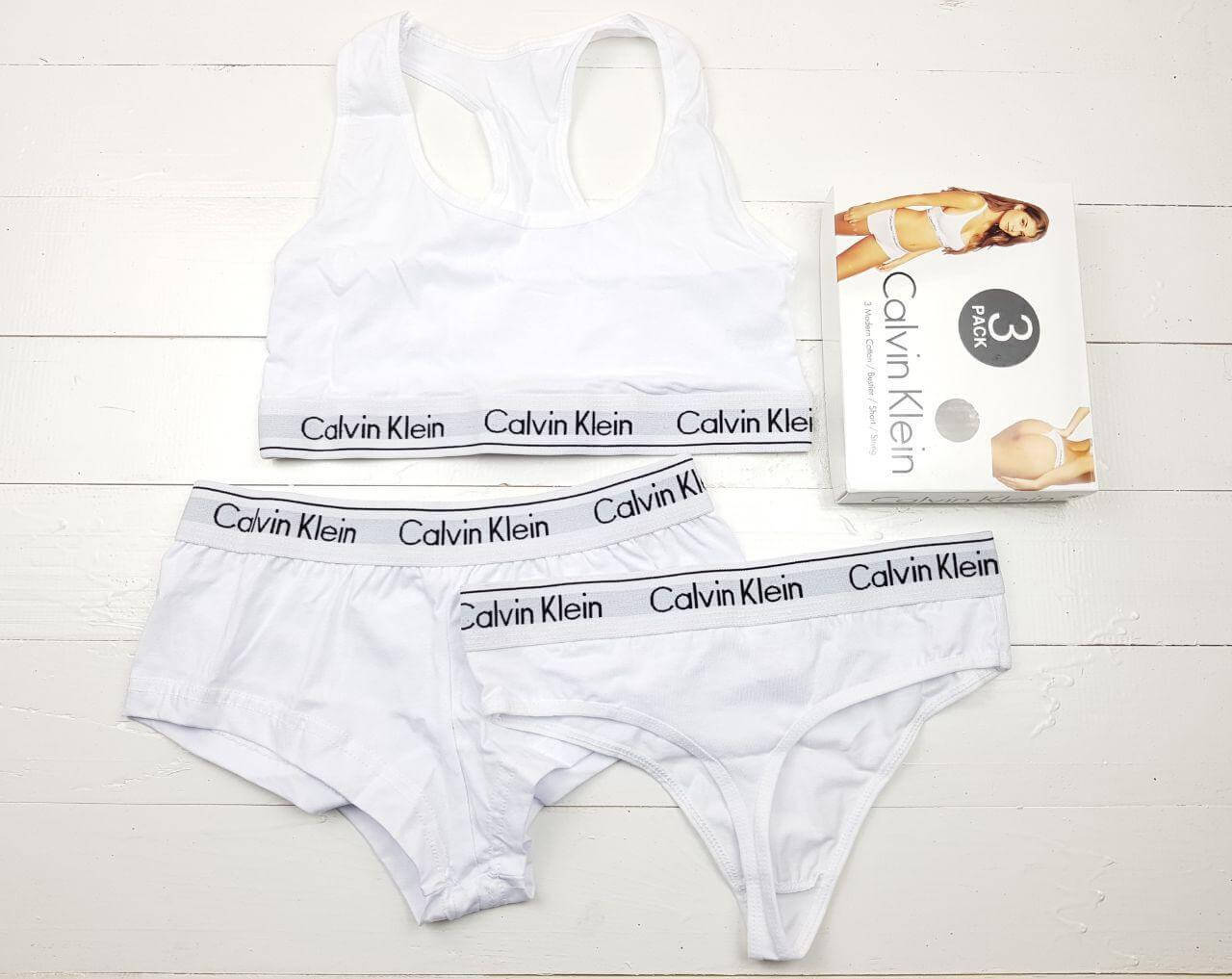 

Комплект женского нижнего белья Calvin Klein 3 в 1 - размер XL - белый