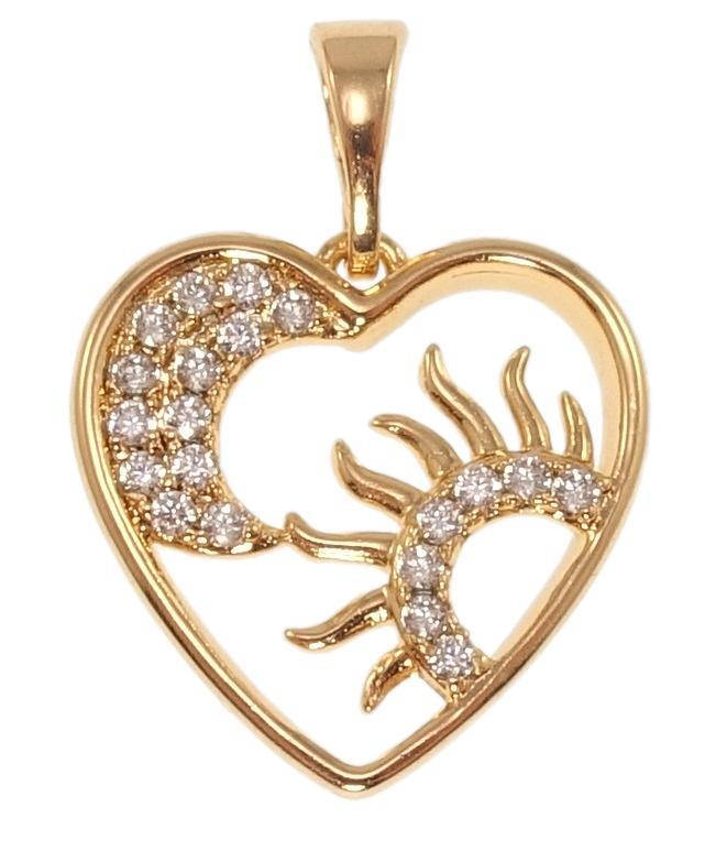 

Кулон Xuping Позолота 18K "Сердце с месяцем и солнцем" для цепочки до 5мм