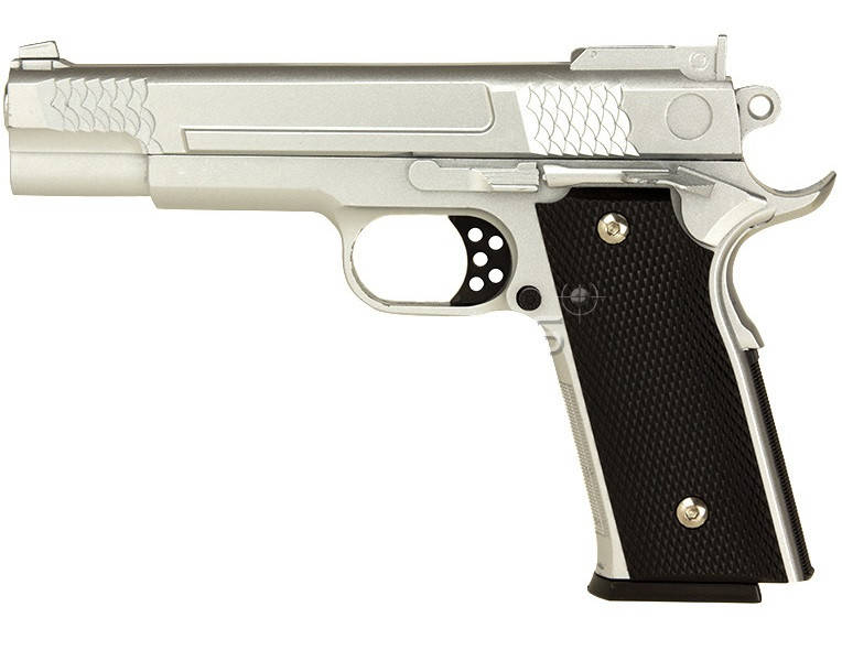 

Пистолет страйкбольный Браунинг металлический 6 мм, Серебристый