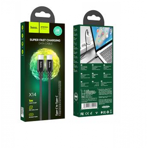 

Кабель Type C-Type C Hoco X14 60W 1m, Черный
