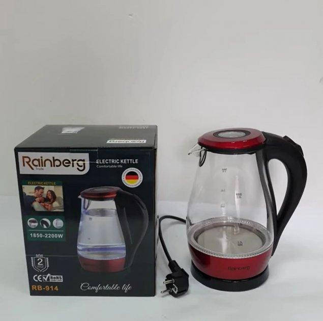 

Чайник электрический стеклянный RainBerg RB 914 с подсветкой 2200 Вт