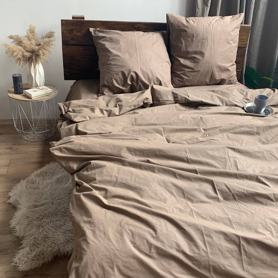 

Постельное белье Евро размера RANFORCE окрас капучино